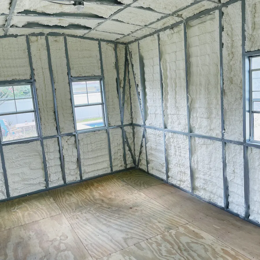 Closed-cell spray foam insulation applied to wall cavities in a residential project in Pukalani